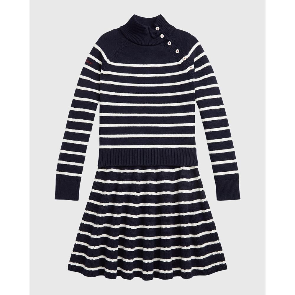 Polo Ralph Lauren Girls Two-Piece Nautical Striped‎ Sweater and Skirt Set Size L